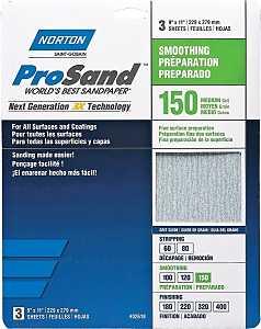Norton ProSand 07660768160 Sanding Sheet, 11 in L, 9 in W, Medium, 150 Grit, Aluminum Oxide Abrasive, Paper Backing