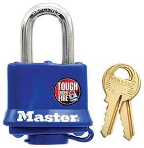 Master Lock 312D Padlock, 1-9/16 in W Body, Keyed Different Key, 9/32 in Dia Shackle, 1-1/16 in H Shackle, Steel Shackle