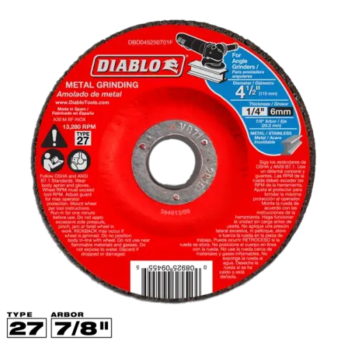 4-1/2" Metal Grinding Disc - Type 27