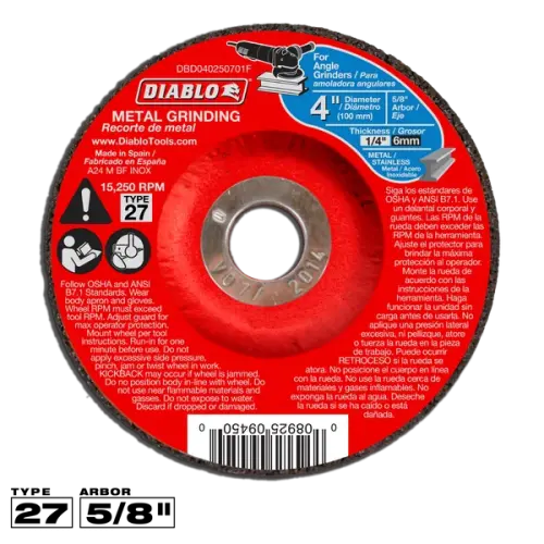 4" Type 27 Metal Grinding Disc