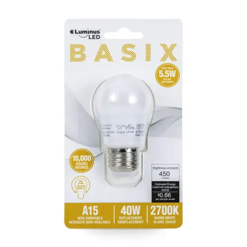 Luminus Basix Led Bulb A15 2700/K 1/Blister