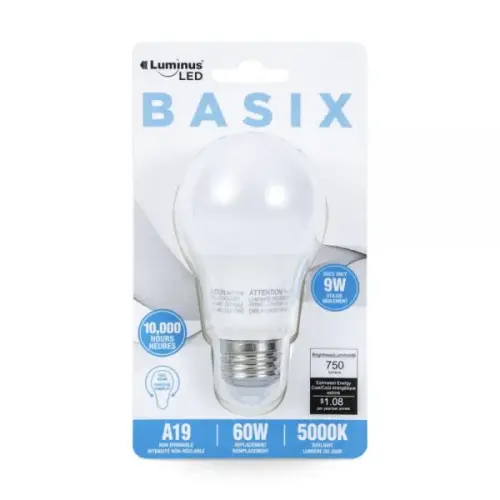 Luminus Basix 9W Led Bulb A19 5000/K 1/Blister
