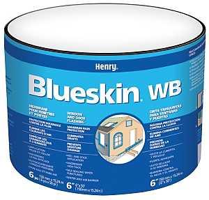 Henry Blueskin WB Window and Door Flashing, 50 ft L, 12 in W, Blue, Self Adhesive