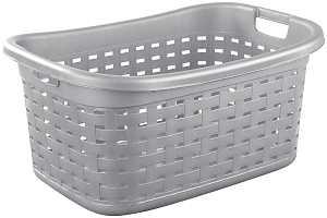 Sterilite 12756A06 Weave Laundry Basket, Plastic, Cement, 26 in L x 18-3/8 in W x 12-1/2 in H Outside