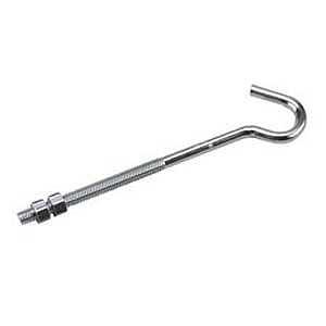 Clothesline Hook with Nut, 135 lb, 8-1/4 in L, Metal, Zinc