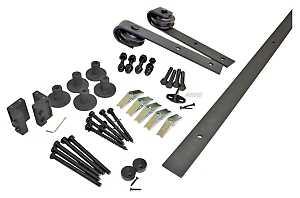 Decorative Sliding Hardware Kit, 2 m L Track, Steel, Matte, Wall Mounting