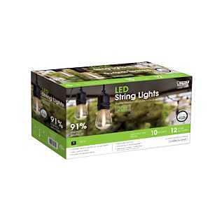Feit Electric 72122 String Light Set, 120 V, 1 W, 12 -Lamp, LED Lamp, Amber, 11,000 hr Average Life, 20 ft L