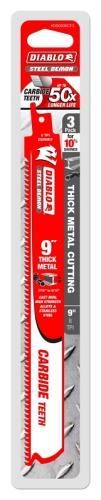 Diablo DS0908CF3C Reciprocating Saw Blade, Applicable Materials: Cast Iron, Stainless Steel, 1 in W, 9 in L, 8 TPI