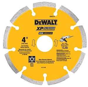 DEWALT Tuckpoint Series DW4710 Saw Blade, 4 in Dia, 7/8 in, 5/8 in, 20 mm Arbor, Cobalt/Diamond Cutting Edge