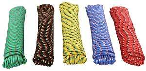 ProSource 706036-PDQ Rope, 3/8 in Dia, 100 ft L, 244 lb Working Load, Polypropylene, Black/Blue/Green/Red/Yellow