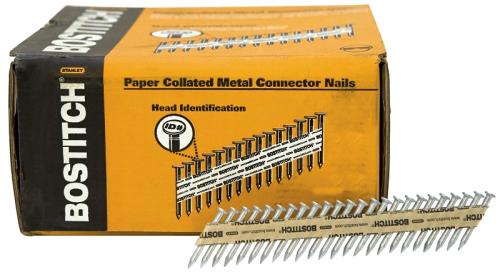 Bostitch Strapshot PT-MC14815G-1M Connector Nail, Paper Tape Collation, 1-1/2 in L, 16, Steel, Bright, Full Round Head