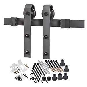 Renin BD102K-07800-MB Bent Strap Barn Door Hardware Kit, 78-3/4 in L Track, Steel, Matte, Wall, For: Barn Door