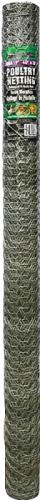 Jackson Wire 12 01 20 16 Poultry Hex Netting, 25 ft L, 48 in W, 20 Gauge, Hexagonal Mesh, 1 in Mesh, Galvanized