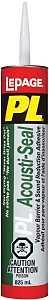 LePage PL 628822 Acousti-Seal Adhesive, Black, 41 to 95 deg F, 825 mL Cartridge