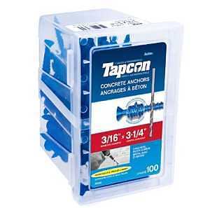 Buildex Tapcon 3160 Concrete Screw Anchor, 3/16 in Dia, 1-1/4 to 4 in L, Stainless Steel, Climaseal, 100/BX