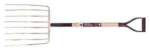 Garant 81087 Ensilage Fork, 13-1/2 in W Tine, 16 in L Tines, Narrow, Sharp Tine, 8-Tine, Steel Tine, Wood Handle