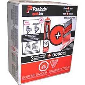 Paslode 3325FN Framing Fuel and Nail Combo Pack, 3-1/4 in L, Bright, Round Head, Smooth Shank