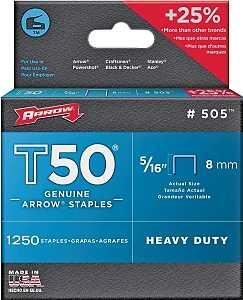 Arrow T50 Series 50524 Staple, For: HT-50A, T50, T55 Stapler, 3/8 in W Crown, 5/16 in L Leg