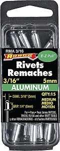Arrow RMA3/16 Pop Rivet, Medium, 1/4 in L, Aluminum, 15/PK