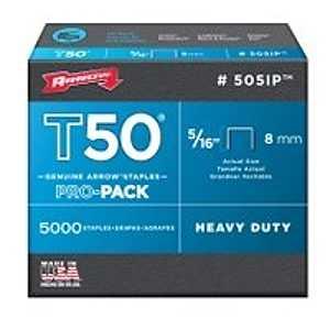 Arrow T50 Series 505IP Staple, For: ET50, ETC50, ETN50 Stapler, 3/8 in W Crown, 5/16 in L Leg