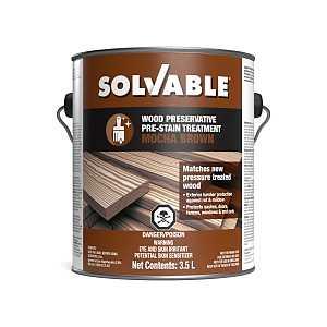 Solvable 53-764 Wood Preservative, Mocha Brown, Liquid, 3.5 L