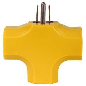PowerZone ORAD0200 Outlet Tap, 125 V, 3-Outlet, Yellow