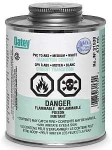 ABS to PVC Transition Cement 236ml Can, Liquid, White