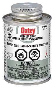 Oatey Rain-R-Shine 31580 Medium-Bodied Fast Set Cement, 118 mL Can, Liquid, Gray