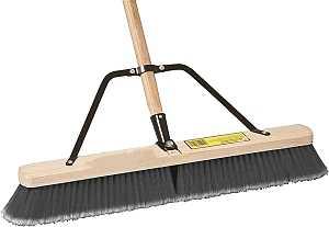 Simple Spaces 93140 Push Broom, 24 in Sweep Face, 3 in L Trim, Polypropylene Bristle, 60 in L, Bolt with Brace