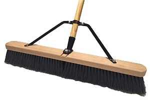 Simple Spaces 93110 Push Broom, 24 in Sweep Face, 3 in L Trim, Polypropylene Bristle, 60 in L, Bolt with Brace