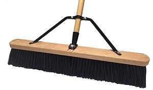 Simple Spaces 93135 Push Broom, 24 in Sweep Face, 4 in L Trim, Polypropylene Bristle, 60 in L, Bolt with Brace