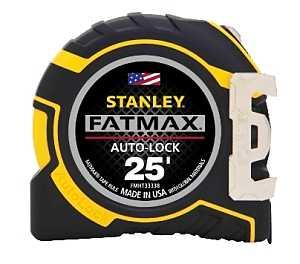 STANLEY FMHT33338 Tape Measure, 25 ft L Blade, 1-1/4 in W Blade, Steel Blade, ABS Case, Automatic Rewind