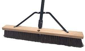 Simple Spaces 93220 Push Broom, 24 in Sweep Face, 3 in L Trim, Palmyra Bristle, 60 in L, Threaded with Brace