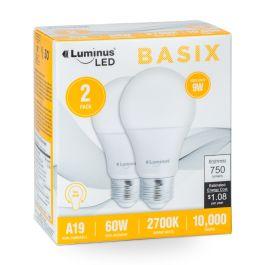 Luminus Basix 9W Led Bulb A19 Non-dimmable 2700K Warm White 2/Pk