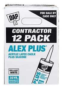 DAP 7079874275 Latex Caulk Sealant, White, 4.4 to 37 deg C, 300 mL, Cartridge, Alex Plus