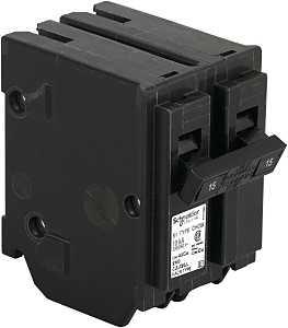 Square D Homeline CHOM215CP Circuit Breaker, Mini, Standard, 15 A, 2 -Pole, 120/240 VAC, Plug Mounting, Black