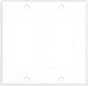 Eaton 2152W-BOX Wallplate, 4-1/2 in L, 4.56 in W, 2-Gang, Thermoset, White, High-Gloss