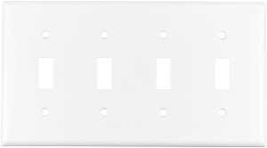 Eaton Wiring Devices 2154W-BOX Wallplate, 4-1/2 in L, 8.19 in W, 4 -Gang, Thermoset, White, High-Gloss