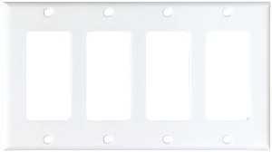 Eaton Cooper Wiring 2164W-BOX Wallplate, 4-1/2 in L, 8.19 in W, 4 -Gang, Thermoset, White, High-Gloss