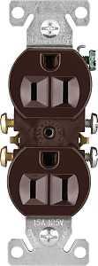 Eaton Wiring Devices 270B-C Duplex Receptacle, 2 -Pole, 15 A, 125 V, Push-in, Side Wiring, NEMA: 5-15R, Brown