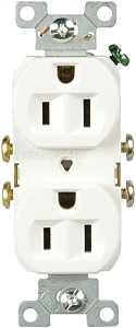 Eaton Cooper Wiring CR15W Duplex Receptacle, 2 -Pole, 15 A, 125 V, Side Wiring, NEMA: 5-15R, White