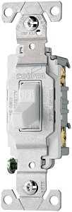 Eaton Wiring Devices CS115W Toggle Switch, White, 15 A, 120/277 V, Screw Terminal, Nylon Housing Material