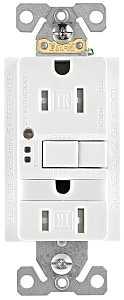 Eaton Wiring Devices TRSGFNL15W-K GFCI and Nightlight, 2 -Pole, 15 A, 125 V, Back, Side Wiring, NEMA: 5-15R, White