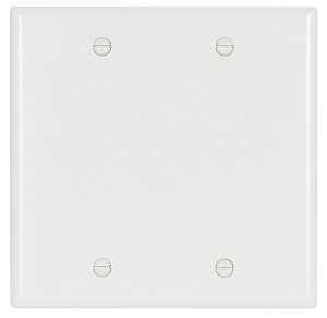 Eaton Cooper Wiring 2137W-BOX Wallplate, 4-1/2 in L, 4.56 in W, 0.08 in Thick, 2 -Gang, Thermoset, White