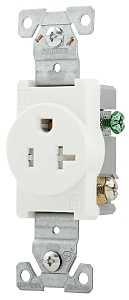 Eaton Wiring Devices TR1877W-BXSP Single Receptacle, Flush Mounting, 2 -Pole, 125 V, 20 A, Side Wiring, White