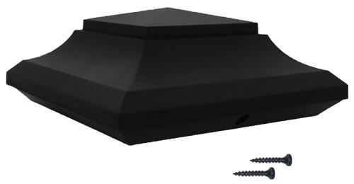 Nuvo Iron SPC23 Post Cap, 5-1/2 in L, 5-1/2 in W, Aluminum/Plastic, Black