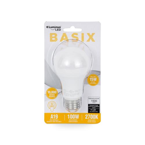 Luminus Basix 15W Led Bulb A19 2700/K 1/Blister