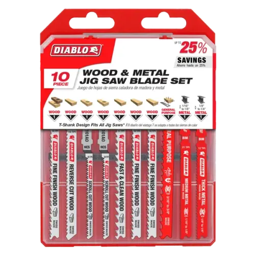 Jig Saw Blade Set for Wood & Metal (10-pc)