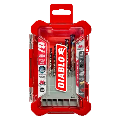 Metal Demon Drill Bits Set for Mild, Hardened and Stainless Steels (15-pc)