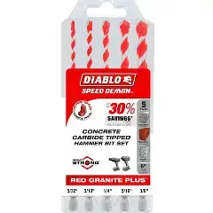 Granite Carbide Tipped Hammer Bit Set (5pc)